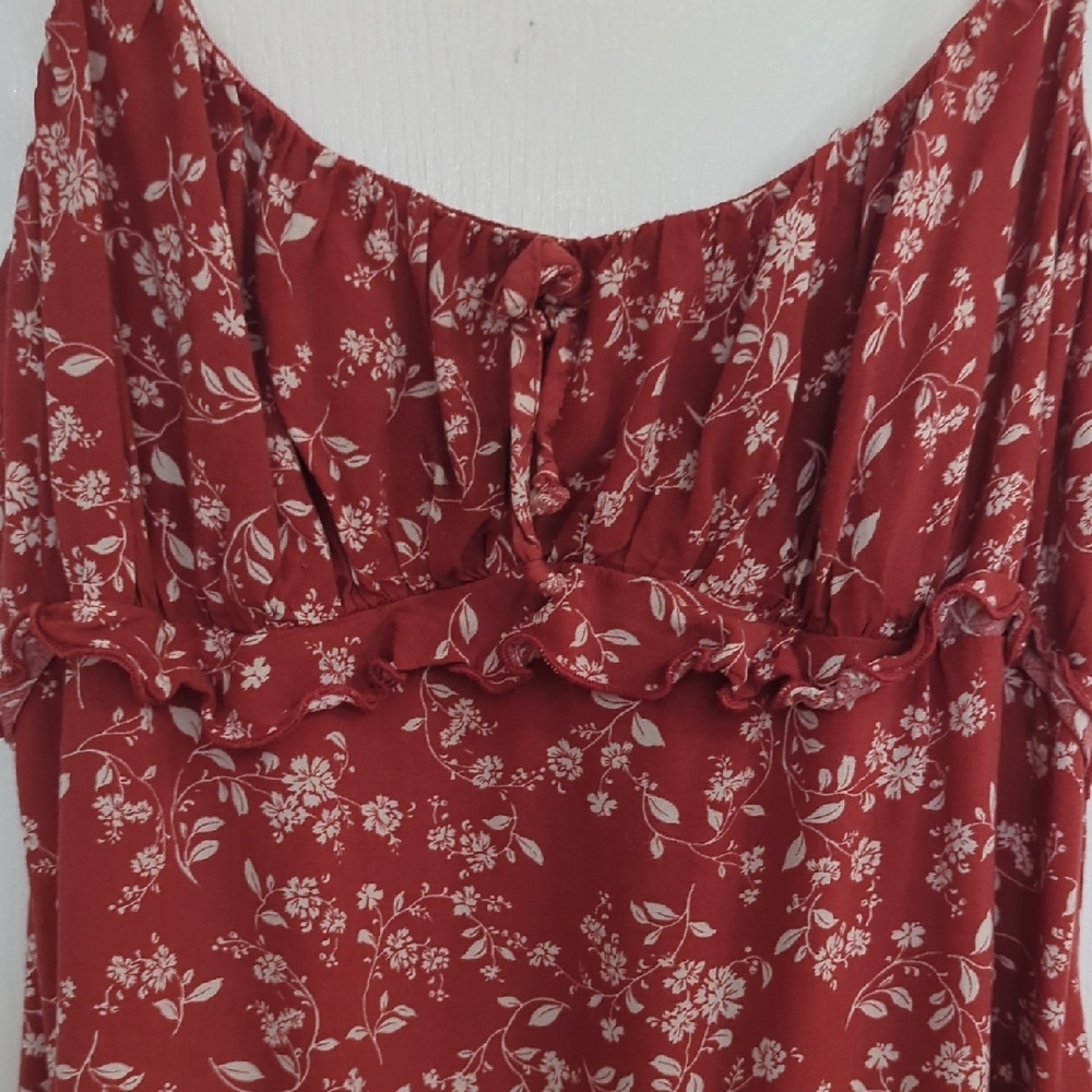 Rust Floral Ruffled Cami Dress - Picture 2 of 11